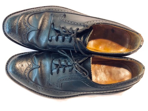 Vintage Florsheim Imperial Blucher Mens Wing Tip Sz 9.0 C Black 92604 - Picture 7 of 9