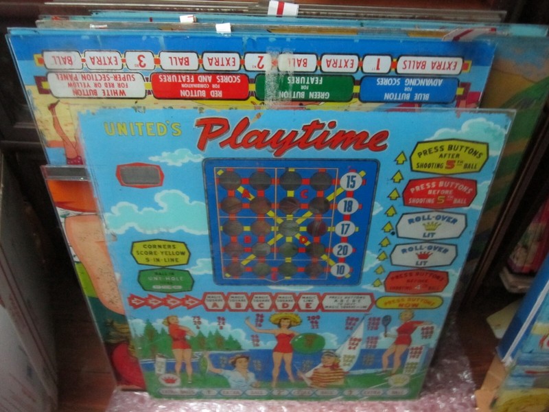 united play time pinball machine glass