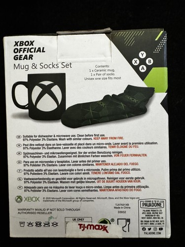 Xbox Official Gift Mug & Socks Set Black Green White New Boxed Unisex - Picture 3 of 3