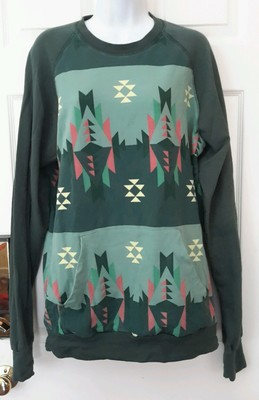 Spool & Thread Tribal Southwest Sweatshirt size Small long sleeve green yellow