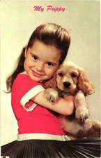 Little Girl With Pup, My Puppy, Greetings From The Penna Dutch Country Postcard