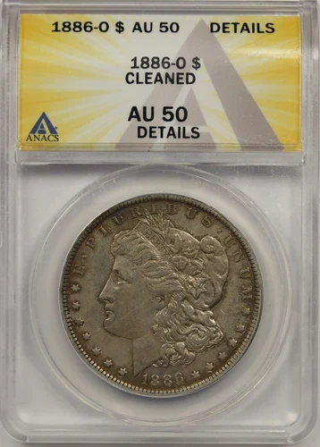 1886-O $1 ANACS AU 50 Details Morgan Silver Dollar