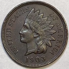 1903 Indian Head Cent Choice Almost Uncirculated AU+ Coin #14081