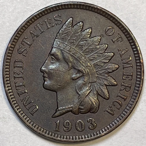 1903 Indian Head Cent Choice Almost Uncirculated AU+ Coin #14081