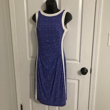 Chaps Dress, Size XS, Royal Blue & Cream Color