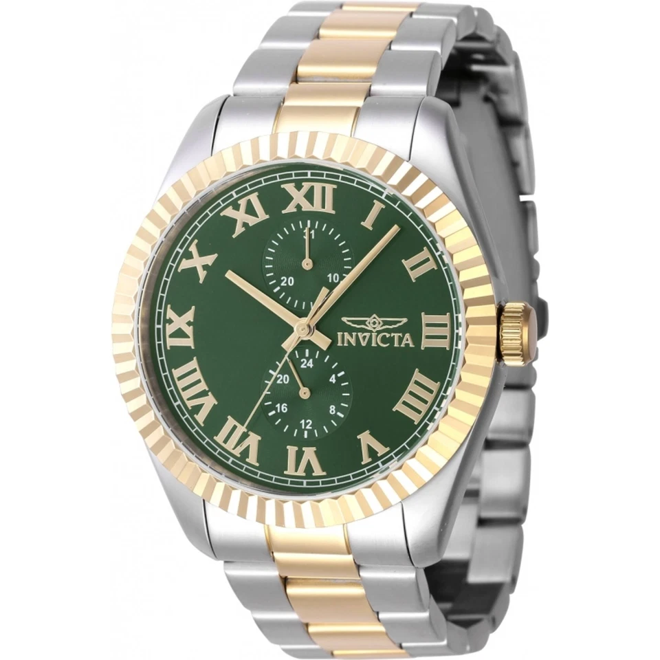 Reloj Hombre Invicta Especialidad Cuarzo Esfera Verde Bisel Oro Amarillo Pulsera 47427