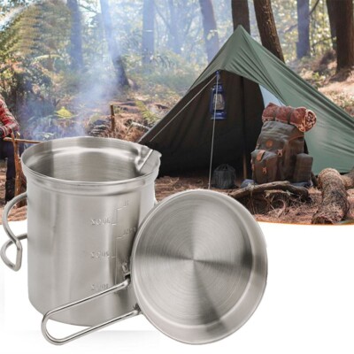 Edelstahl Camping Kochgeschirr Kochtopf Set für Outdoor Wandern Pfanne Picknick