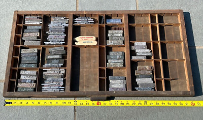 Antique Hamilton Wood Drawer & Printing Press Typeset Blocks  - Ice Factory (D1)