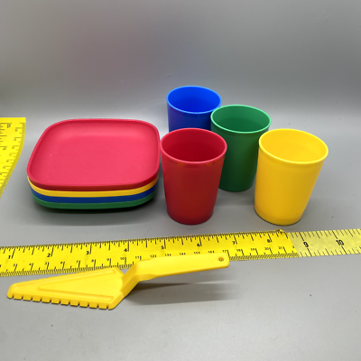 Tupperware Toys Vintage Style Set Cake Red Green Yellow Blue Party