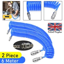 2X 1/4"BSP Flexible Air Compressor Recoil Hose Line Spring Tube Coil Spiral Pipe