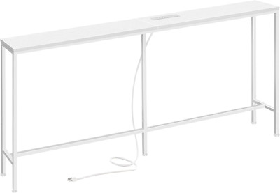 70 Inch Console Table with Outlet, Sofa Table with Charging Station, Narrow Entr