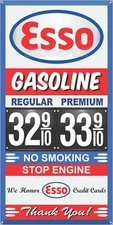 ESSO GAS STATION PRICE PER GALLON OLD PUMP SIGN REMAKE ALUMINUM SIZE OPTIONS
