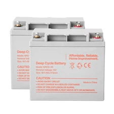 Uimoso Set of 2 Rechargeable 12V 35Ah AGM Deep Cycle Lead Acid Batteries