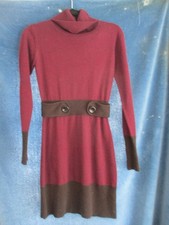 IZ Byer Sweater Dress Size Small Maroon & Black Soft Knit