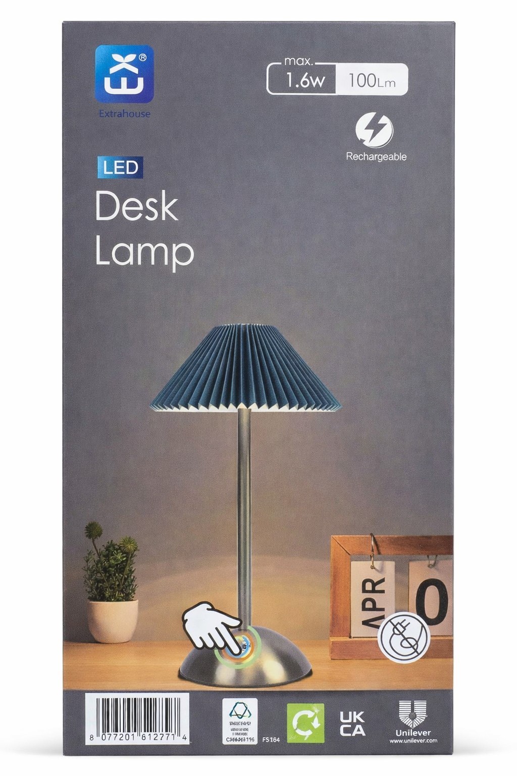 LED 300mm Touch Dimmable Rechargeable Desk Lamp 100LM