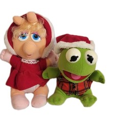 Vintage Jim Henson Muppets Christmas Baby Kermit Baby Miss Piggy Plush 2