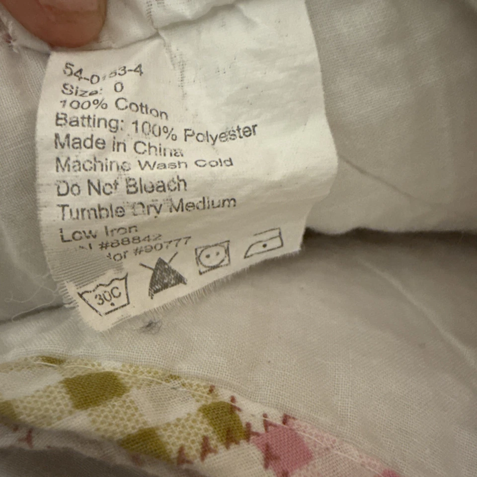 Vintage Quilted Patch Baby Girl Blanket Light Weight Pink & Greens Chic - Image 4 of 4