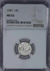 1945 Mercury Dime 10c NGC MS65