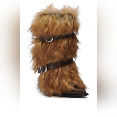 ''MIDNIGHT PROWL 'FURVANA' '' Size: 10 Faux Fur Ankle Boots in Brown (Fast ship)