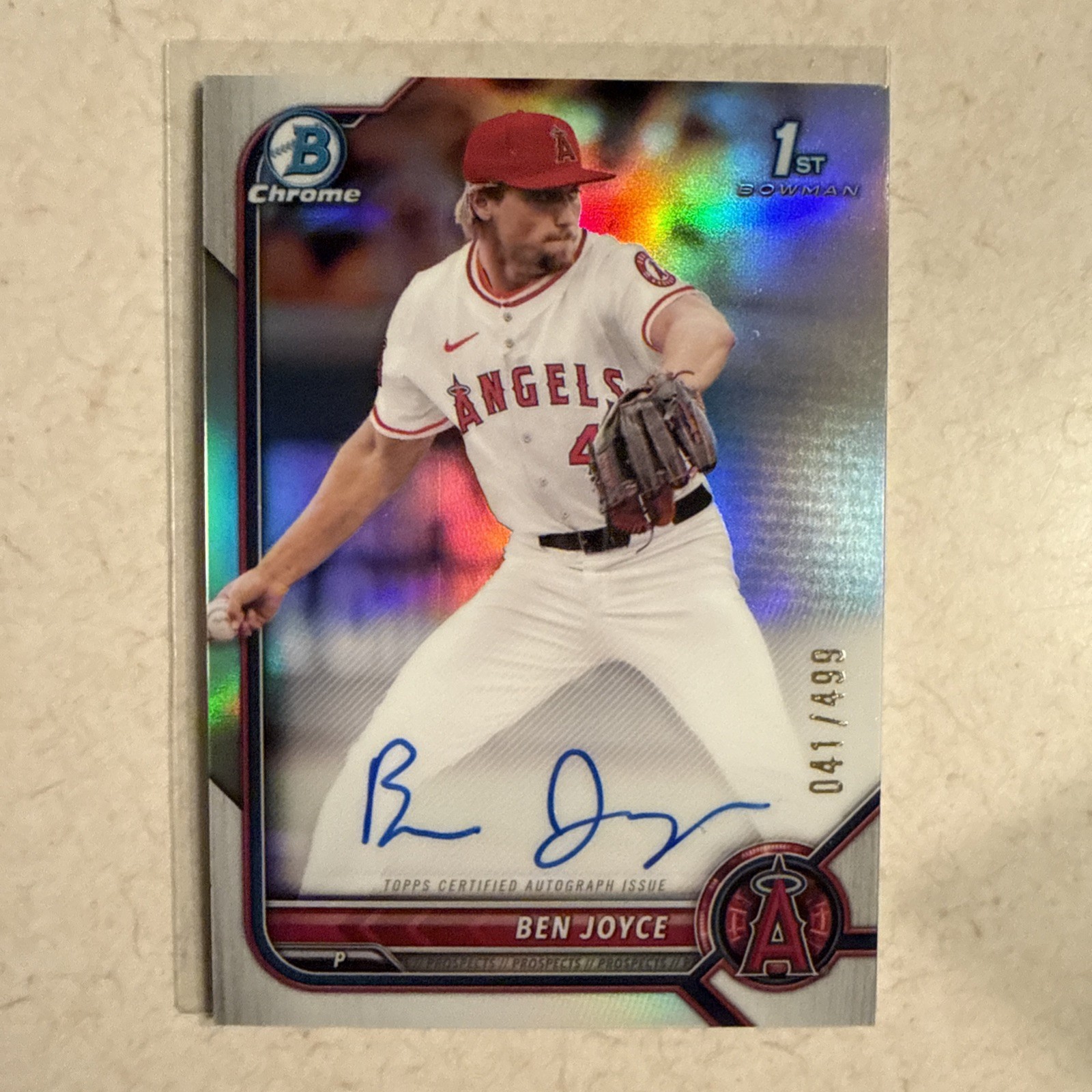 2022 Bowman Draft Ben Joyce Chrome Draft 1st Refractor Auto /499 Angels