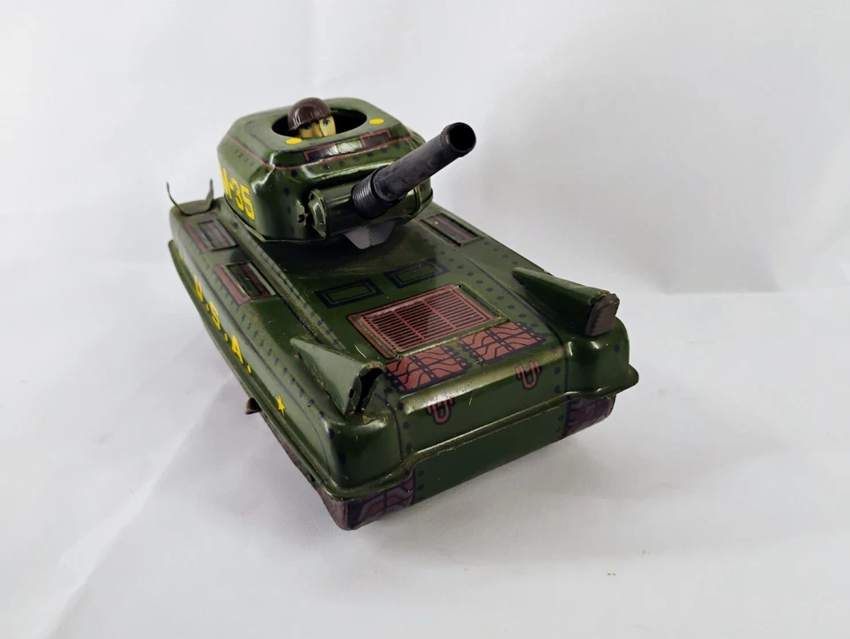 MILITARY TANK M-35 Toy, CRAGSTAN Japan ULTRA RARE Vintage 1950s Tin B.O - Image 3 of 4