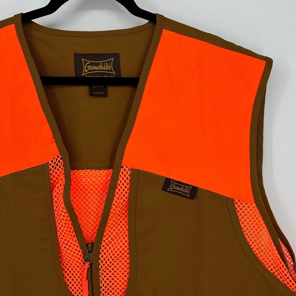 Gamehide Hunting Quail Vest Blaze Breathable Upland Orange Mesh Full Zip 2X Men - Image 2 of 4
