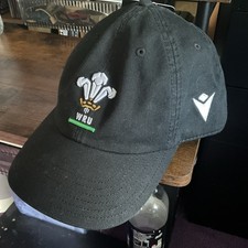 Macron Wales WRU 2025/26 Rugby Kipporters Czapka baseballowa Czarna
