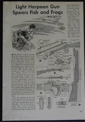 Light Harpoon Spear Gun for Fish Frogs 1952 HowTo build PLANS