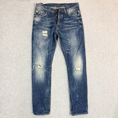 G-Star Raw 3301 Morris Tapered Mens Jeans 32x32 Distressed Thrash Aged Italy