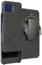 Black Case Cover and Belt Clip Holster for Motorola Moto One 5G Phone XT2075