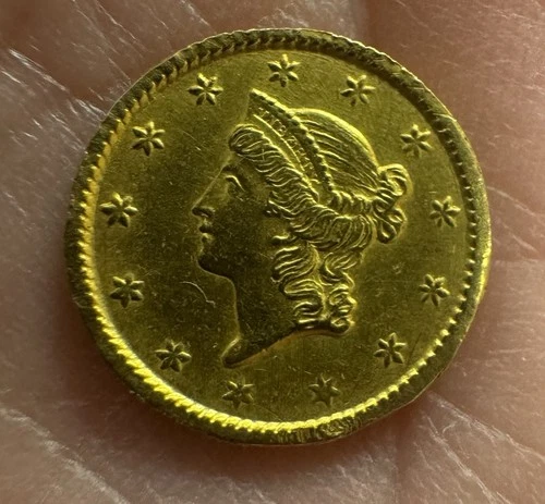 1850 Genuine 1 Dollar Gold Liberty Coin