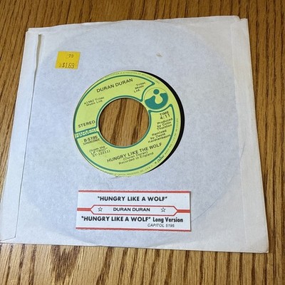 Duran Duran Hungry Like The Wolf 45 rpm vinyl record with jukebox card 1982