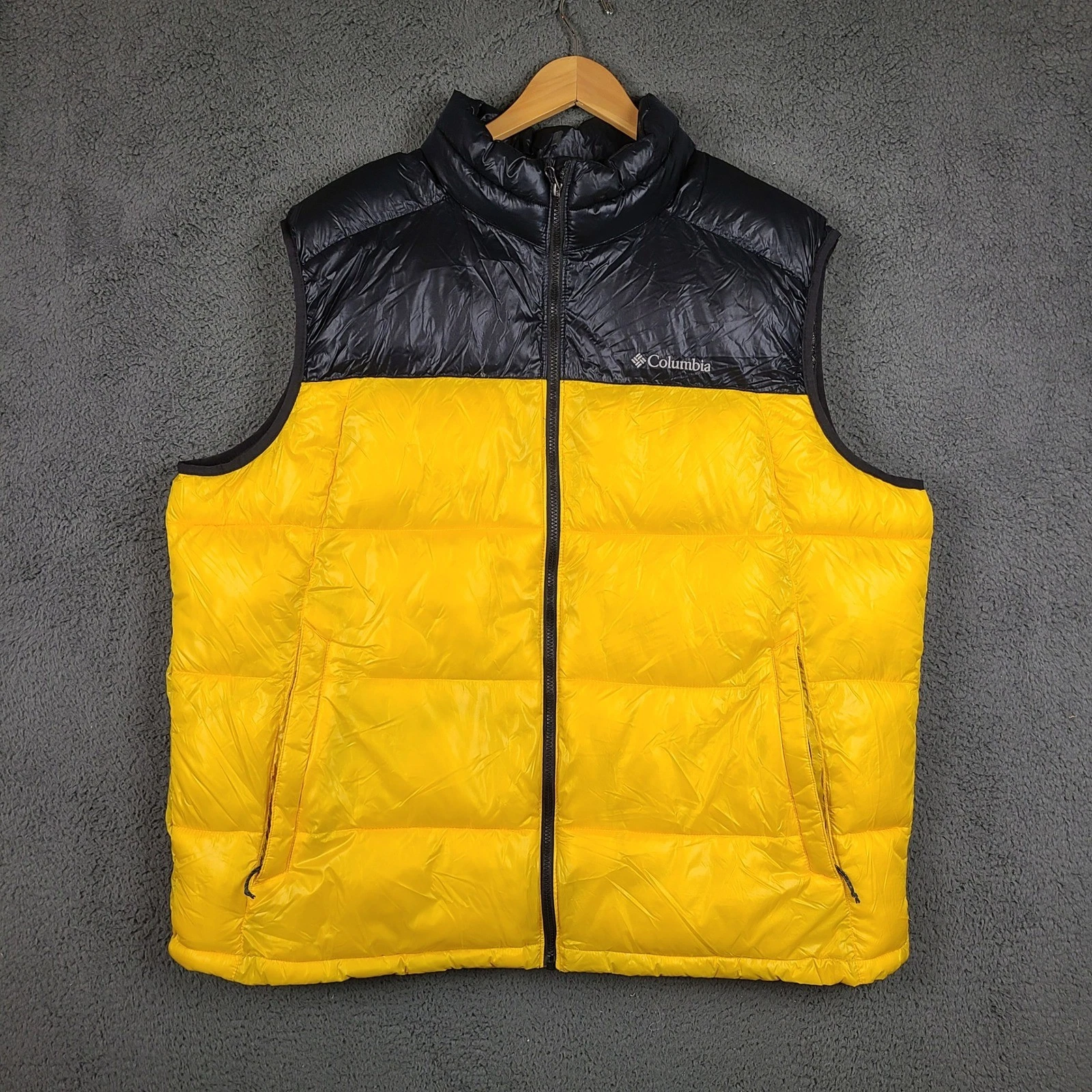 Columbia Pike Lake Omni-Heat Puffer Vest Mens XXL Yellow Black Colorblock