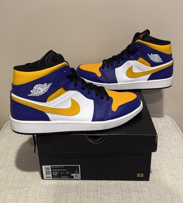 Air Jordan 1 Mid 'LA Lakers' Purple Dark Concord Taxi DQ8426-517 Men's size 12.5