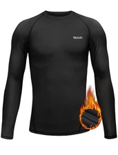 TELALEO Youth Thermal Compression Base Layer, Fleece Lined Long Sleeve XL Black
