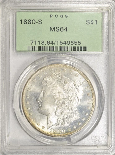 1880-S MORGAN DOLLAR ~ VIBRANT BLUE/RED PASTEL REVERSE 100% TONING! PCGS MS64