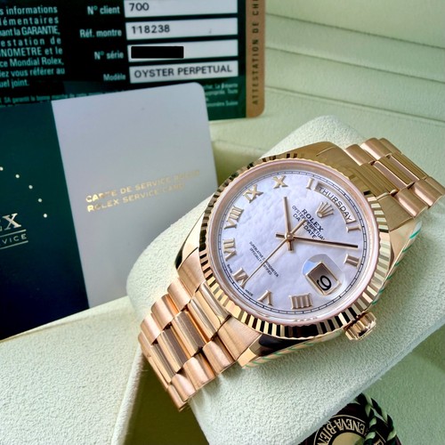 Rolex President 18k Yellow Gold 118238 - Mother Pearl Dial - 2026 Rolex Service