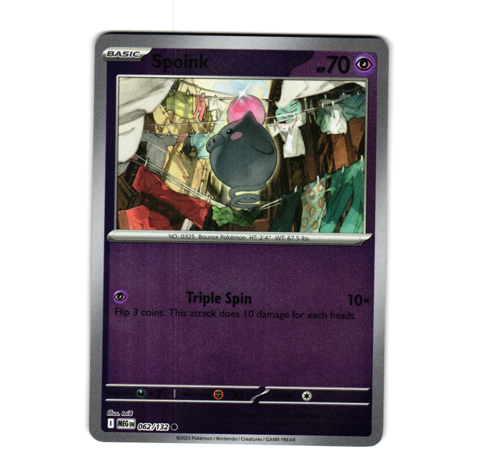 Pokemon Spoink 062/132 ME01 Mega Evolution Reverse Holo [NM]
