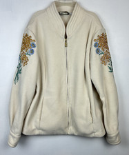 Bob Mackie Jacket Womens XL Wearable Art Fleece Full Zip Floral Embroidery