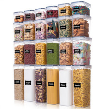 24-Piece Airtight Food Storage Container Set with Labels, BPA-Free Plastic