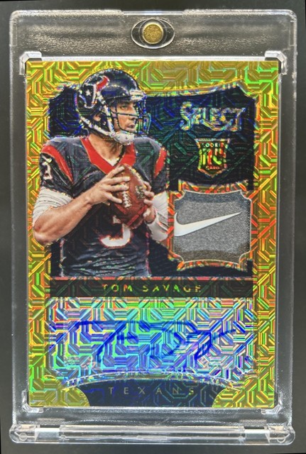 2014 Panini Select Tom Savage Gold Mojo Prizm Rookie Tag Patch Auto #1/1 Texans