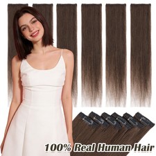 100 Real Human Hair 6PCS Clip in Hair Extensions Straight Add Highlights Volume