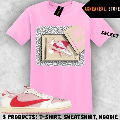 Tee Shirt Matching Travis Scott AJ 1 Low Tropical Pink Match Sneaker Shoebox 1s