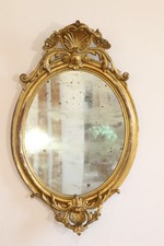 Antica specchiera barocca XVIII secolo ovale dorata guazzo specchio mercurio