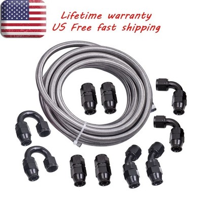10AN 20FT AN-10 Stainless Steel PTFE Fuel Line 20FT Fitting Hose Kit Newest