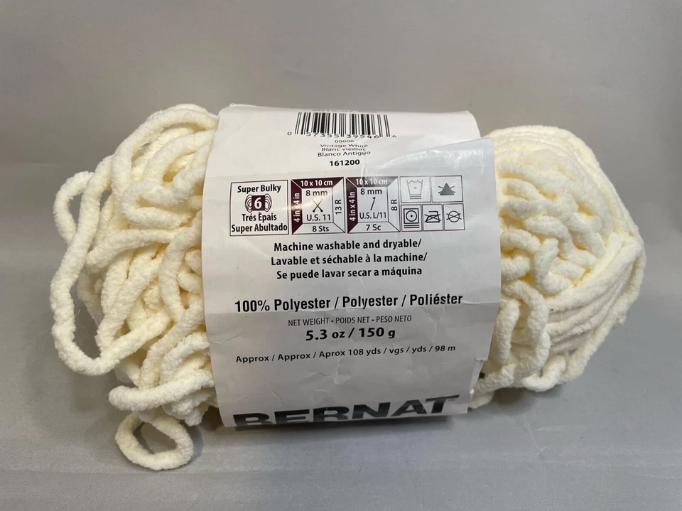 Bernat Blanket Yarn Partial Skein Vintage White - Image 4 of 4