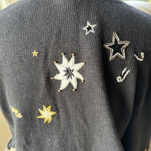 Berek Vintage Celestial Black Sweater Embroidered Beaded XL - Picture 12 of 18