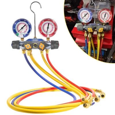 BU-AUTO for Yellow Jacket 49968 4-Valve Test and Charging Manifold Gauges R-22/404A/410A