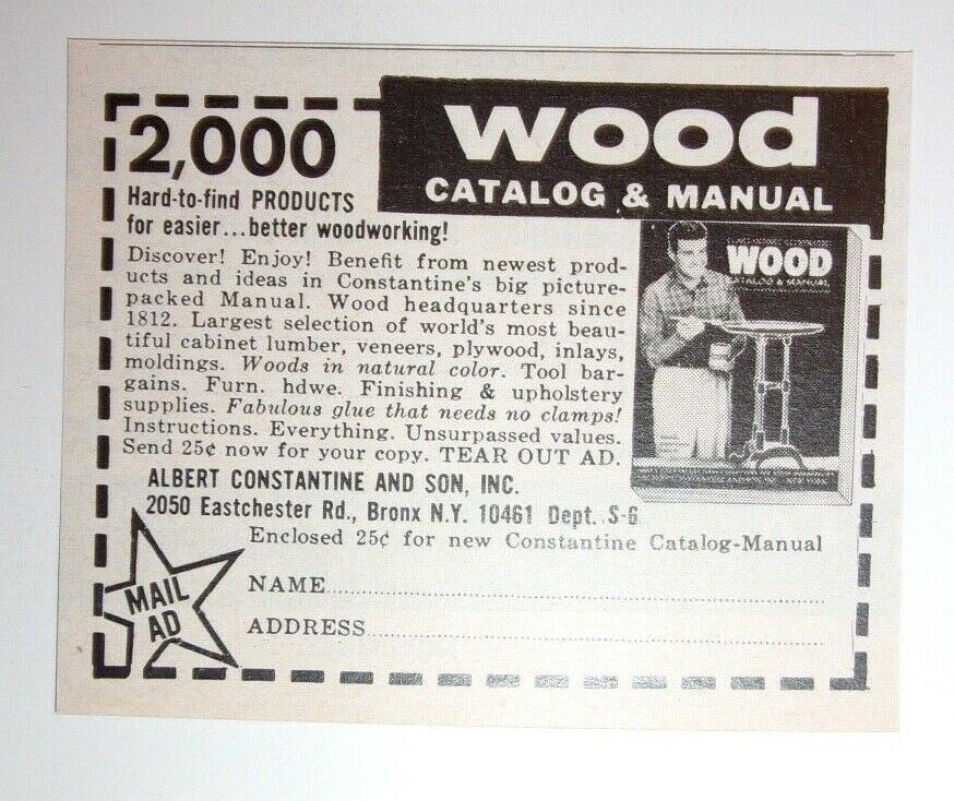 1966 Constantine Woodworking Catalog Advertisement Albert Constantine