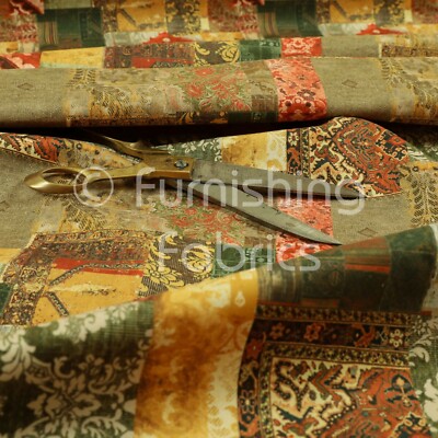 Feuerbehandelter bedruckter Samt geometrisch Bronze Patchwork Polster Handarbeit Stoff